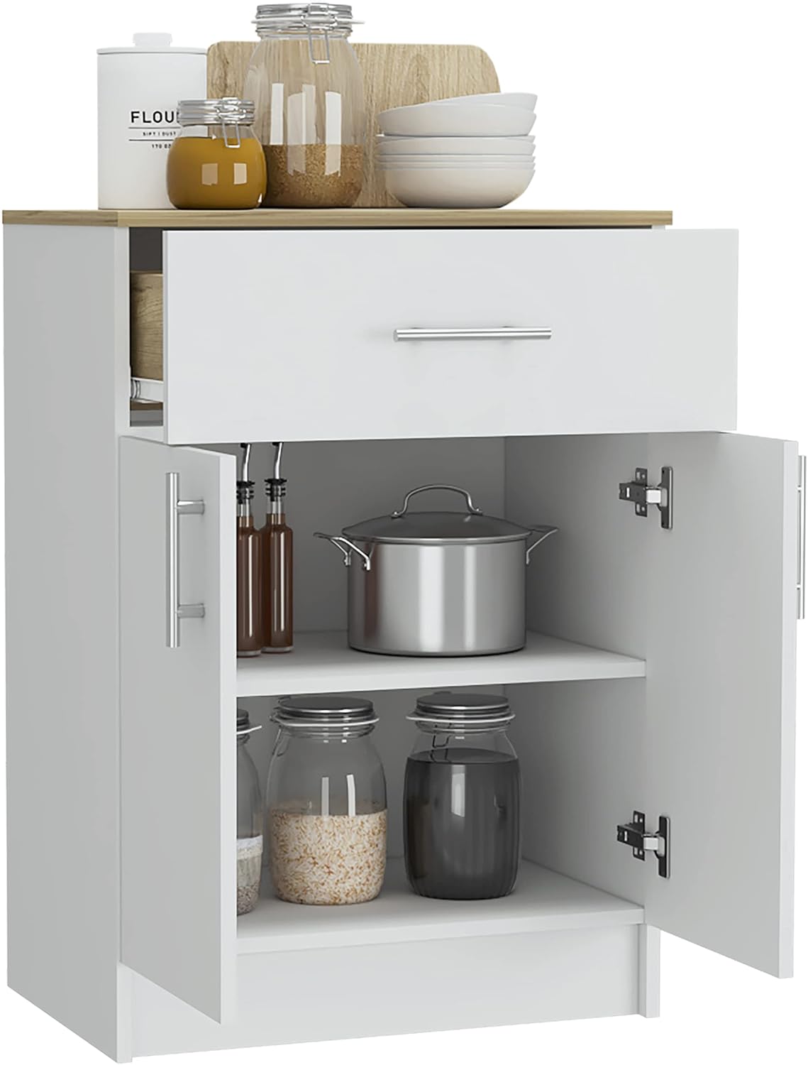 Oxford Pantry Cabinet, Kitchen Storage Solution for Utensils, Food & Dishes - Wall Storage, Adjustable Shelves, Compact Design