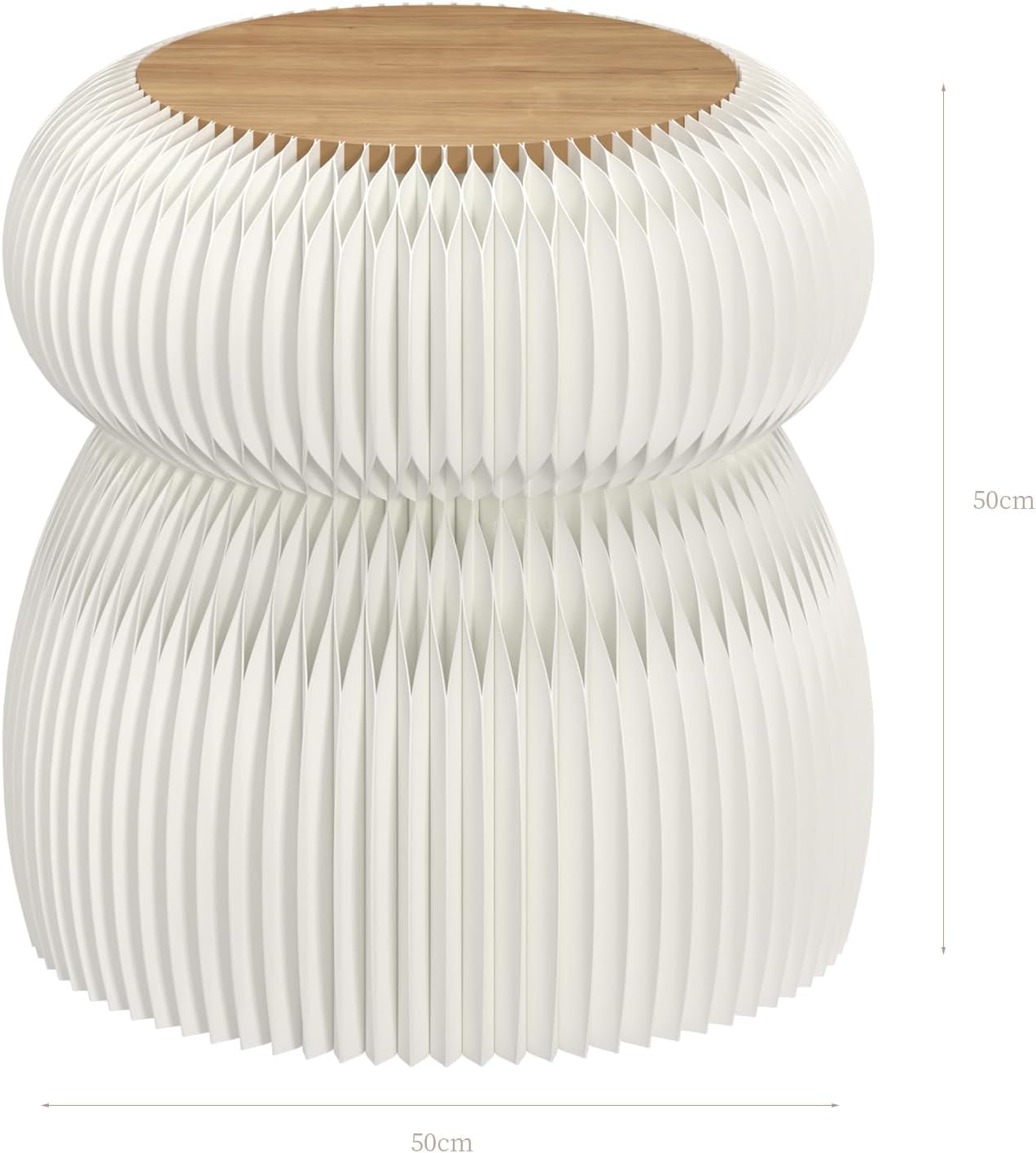 Stylish Honeycomb Paper Accent Table, Round Fluted Side Table, Decorative Accordion Stool for Living Room, Bedroom & Entryway