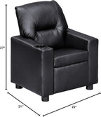 Olive & Opie Oakley Kids/Toddler Push Back Recliner Chair, Lounge Sofa for Boys & Girls Ages 3 and Up, Soft Upholstery,Vegan Leather Onyx