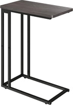 Yusong C Shaped End Table - Slide Under Sofa Couch Bed, Small Table for Small Spaces, Skinny Overbed, Coffee Drink Snack Table for Living Room, Grey Oak