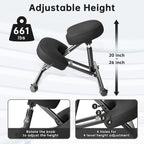 PU Leather Ergonomic Kneeling Chair, Adjustable Home and Office Stool with Thick Pads and Flexible Lockable Brake Wheels for Back Pain Relief (Light Black)