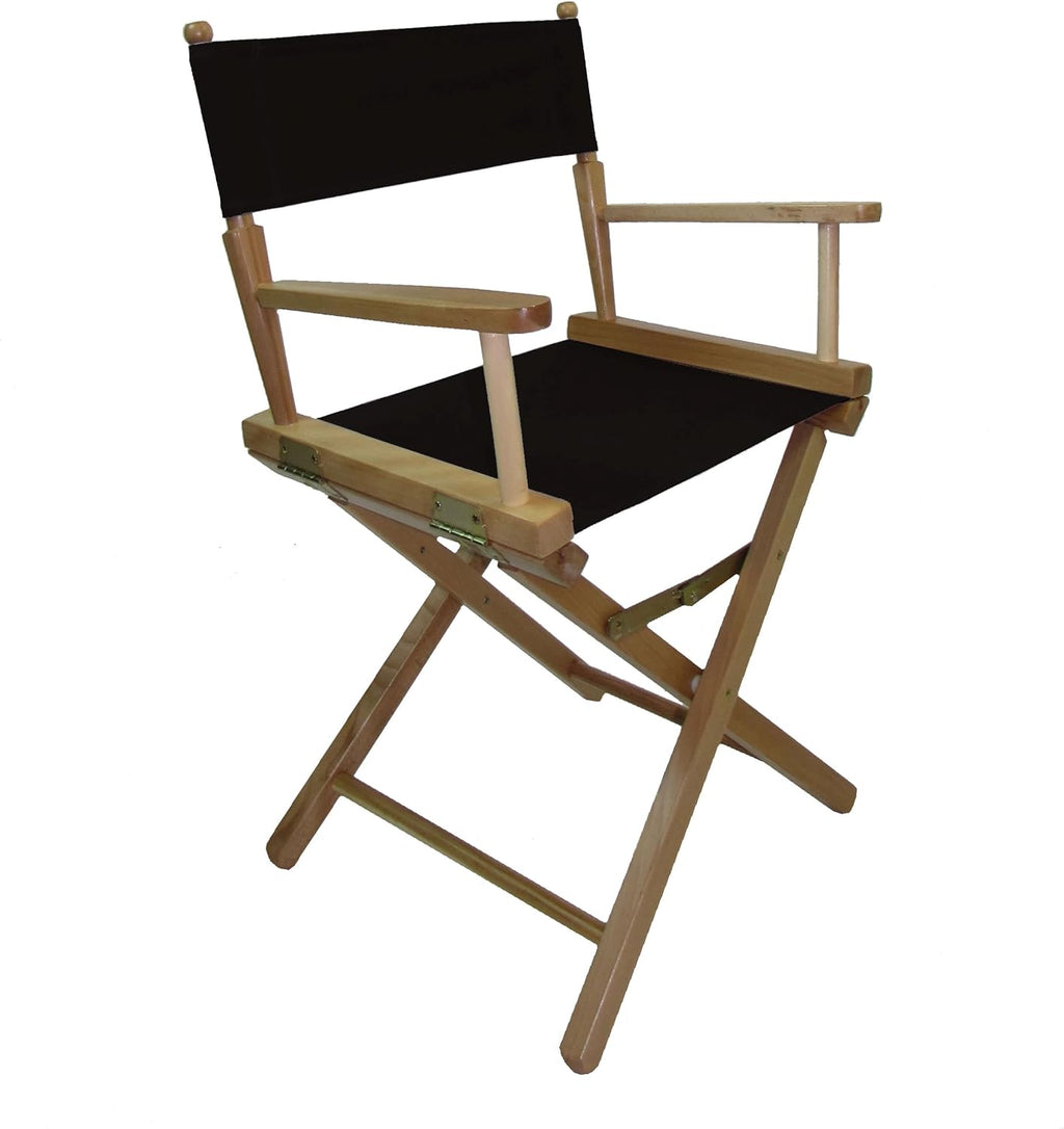 TLT Personalized Embroidered Contemporary 18 Inch Table Height Natural Frame Director's Chair - Black