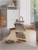 Metal 3-Tier Side Table with Magazine Rack, Small End Table with Open Storage Shelf, Modern Floor-Standing Organizer for Living Room, Bedroom & Office(White)