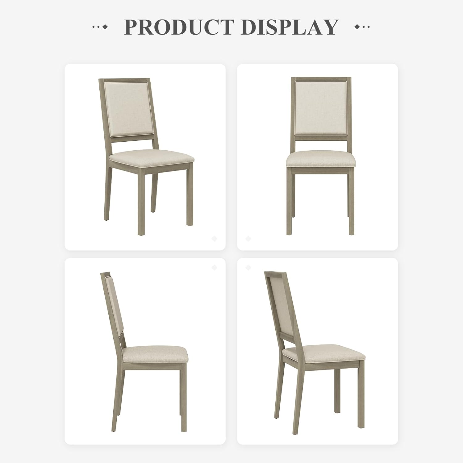 COLAMY Upholstered Wood Dining Chairs Set of 2, Kitchen Dining Chairs with Back, 19 Inch Fabric Farmhouse Dining Room Side Chairs with Wooden Legs for Kitchen Dining Living Room Courtyard, Grey