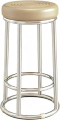 Stainless Steel Round Bar Stool, Backless Counter Stools, Office Three-Ring High Chair, for Pub Coffee Home Dinning Kitchen Island(Khaki,63cm)