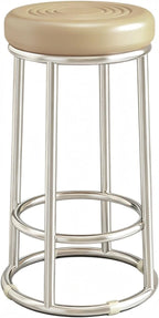 Stainless Steel Round Bar Stool, Backless Counter Stools, Office Three-Ring High Chair, for Pub Coffee Home Dinning Kitchen Island(Khaki,63cm)