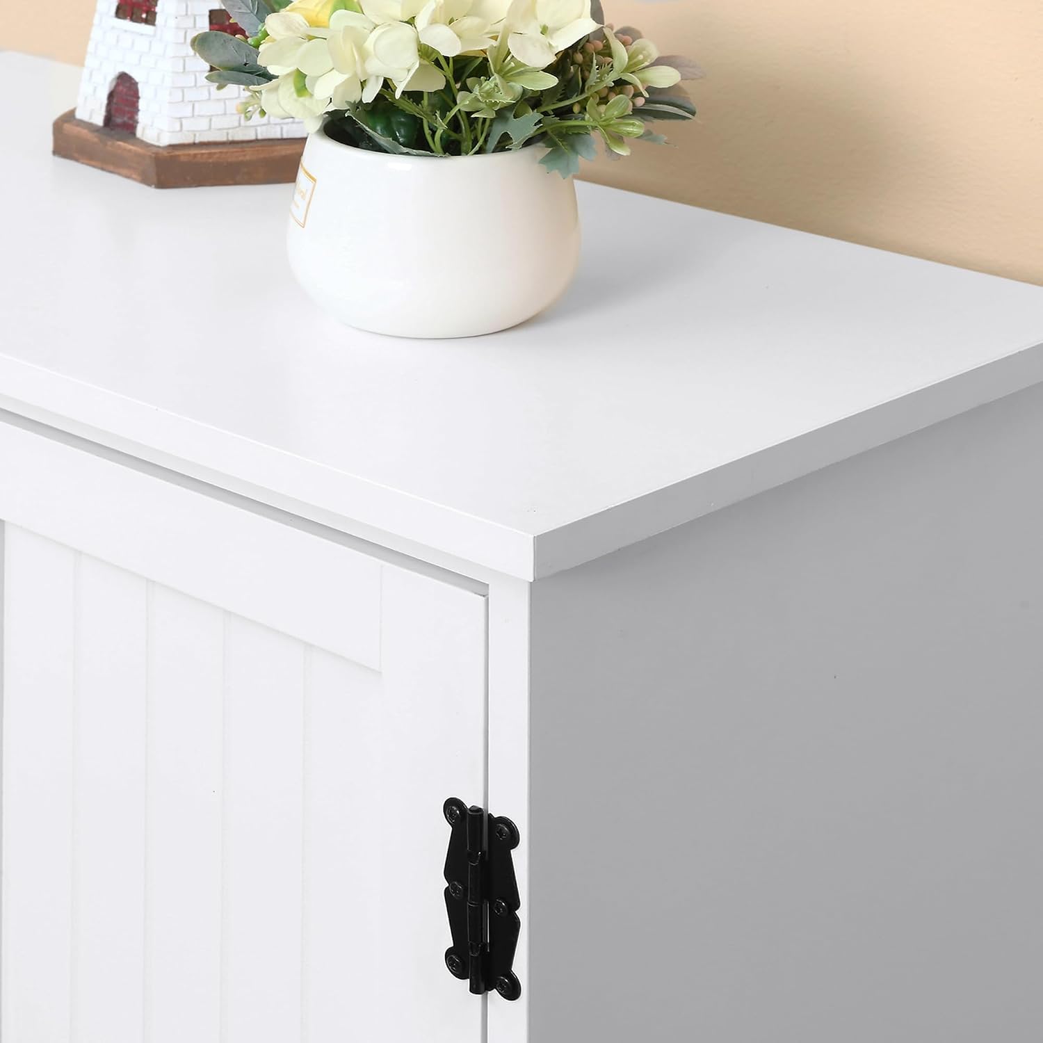 Farmhouse Kitchen Pantry, 48.5 Inch Floor Storage Cabinet, Cupboard Organizer, White