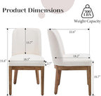 Upholstered Dining Chairs Set of 4, Linen Fabric Living Room Chairs Mid Century Modern Armless Kitchen Chairs with Backrest and Wood Legs for Kitchen Dining Room Restaurant, Cream