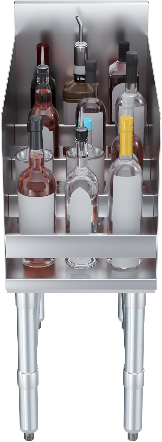 AmGood 22.5 in. x 12 in. x 30 in. Stainless Steel Four-Tier Liquor Display Rack