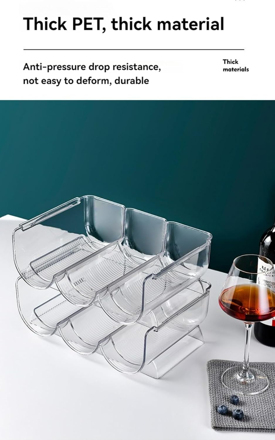 Transparent Wine Rack Stackable Bottle Holder for Refrigerator Beverage Storage and Organization at Home (3 Link)