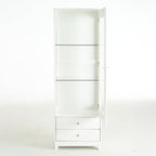 roomfitters 71'' Display Cabinet with Glass Door, Freestanding Pantry Storage Cabinet with Adjustable Shelves for Dining, White