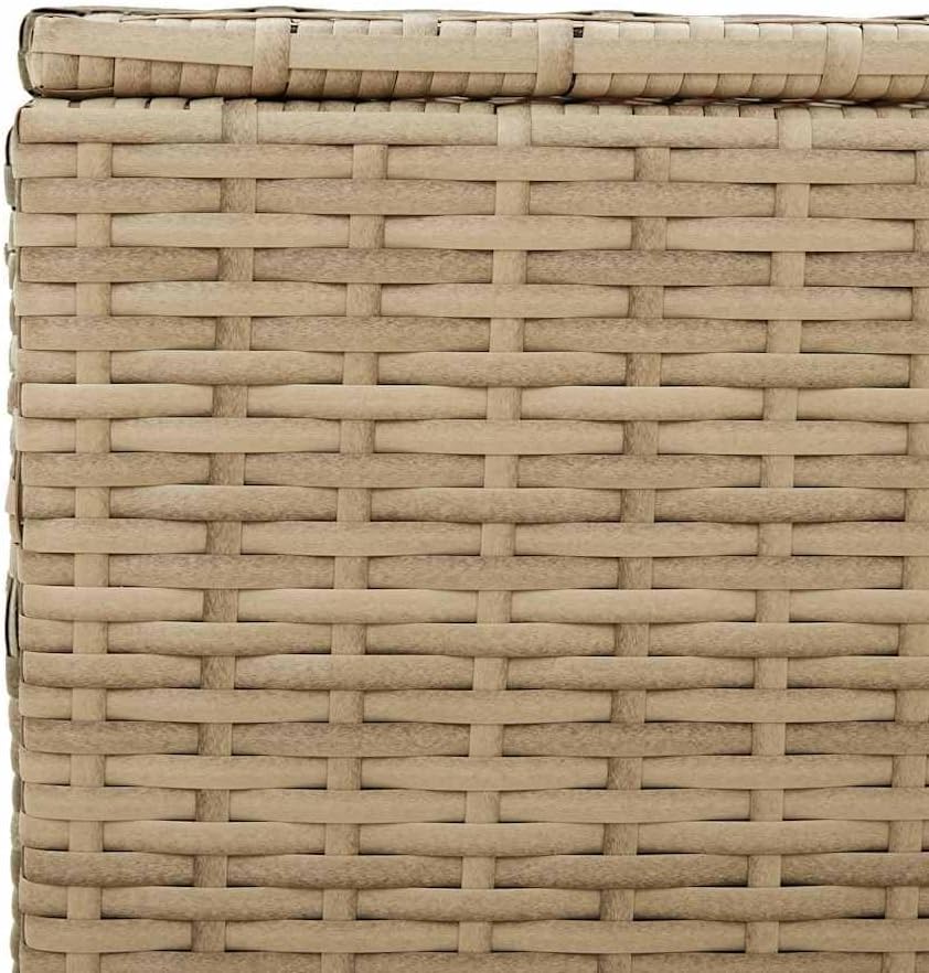 Garden Storage Box Mix Beige 123.9 Gal Resin Wicker Container Chest with Bag for Outdoor Patio Deck Cushions, Weather Resistant Lockable Trunk Bench for Backyard Yard Porch