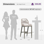 PURPLE LEAF Bar Stool 1 Piece Outdoor Bar Height Metal Stool Modern Wicker Rattan Barstools with Back Aluminum Outside Garden Patio Bar Chair, Light Grey