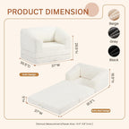 Convertible Boneless Couch Sleeper Sofa Bed, Folding Oversized Bean Bag Couch, Comfy Sofa Chairs for Adults with Filling, Single, Beige