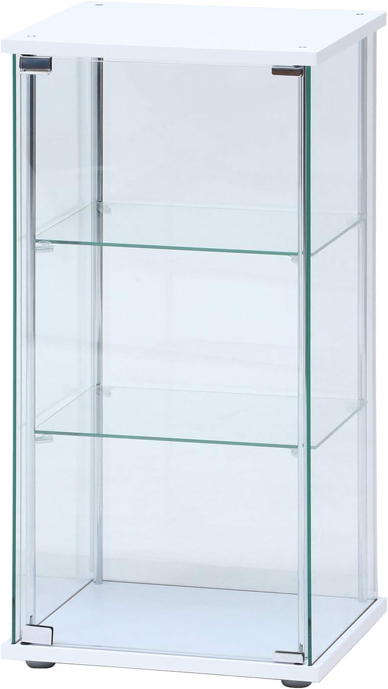 Fuji Boeki 97300 Collection Case, Figure Case, 3 Tiers, Width 16.7 x Depth 14.4 x Height 33.9 inches (42.5 x 36.5 x 86 cm), White, Tempered Glass, Full Glass, Assembly Required