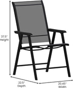 Flash Furniture Paladin Black Outdoor Folding Patio Sling Chair with Black Frame (2 Pack)