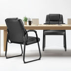 DUMOS Leather Guest Chairs Set of 2,Waiting Room Chair with Sled Base Padded Arm Rest for Meeting Conference Office Home