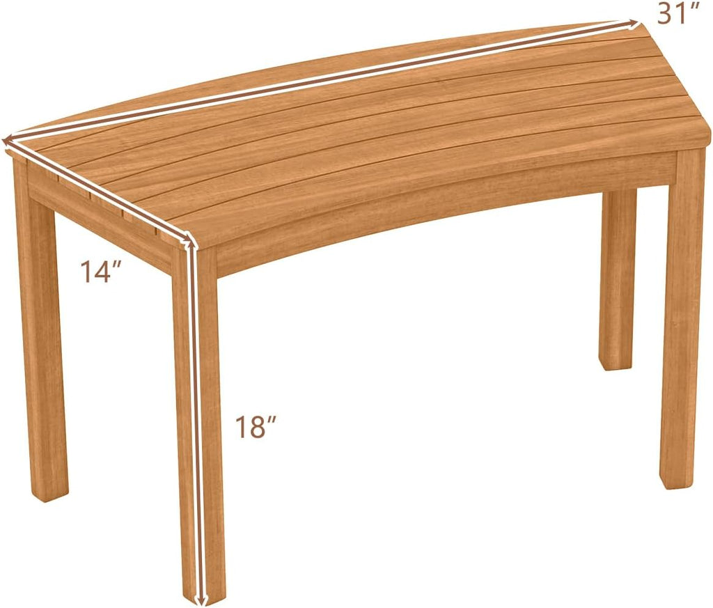 HAPPYGRILL Acacia Wood Outdoor Curved Bench, Fire Pit Bench with Slatted Seats, Tree Benches Wrap Around for Patio Garden Backyard, 400 lbs (2)