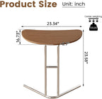C Shape End Table, Metal Frame TV Tray Desk, Half Round Overbed Laptop Computer Side Table for Sofa, Bed and Other Small Spaces
