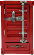 3-Tier Shipping Container Cabinet for Tool Storage - Container Side Table with Drawer, Industrial Bedside Table, Locking Nightstand for Living Room Bedroom Office Garage, 12.6x12.6x19.7in, Red