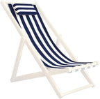 Patio Chair Replacement Fabric, Folding Sling Chair Replacement Fabric with Pillowcase, Blue and White Stripes Patio Chair Sling Replacement for Home Beach Balcony Style 1