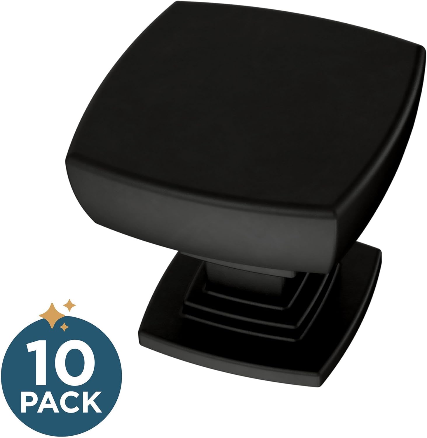 Franklin Brass – Square Matte Black Cabinet Knobs for Dressers, Drawers, Kitchen Cabinet Door, Vanity, Furniture, Closet Knobs, 1-1/8 Inch | Parow | 10 Count (Pack of 6)