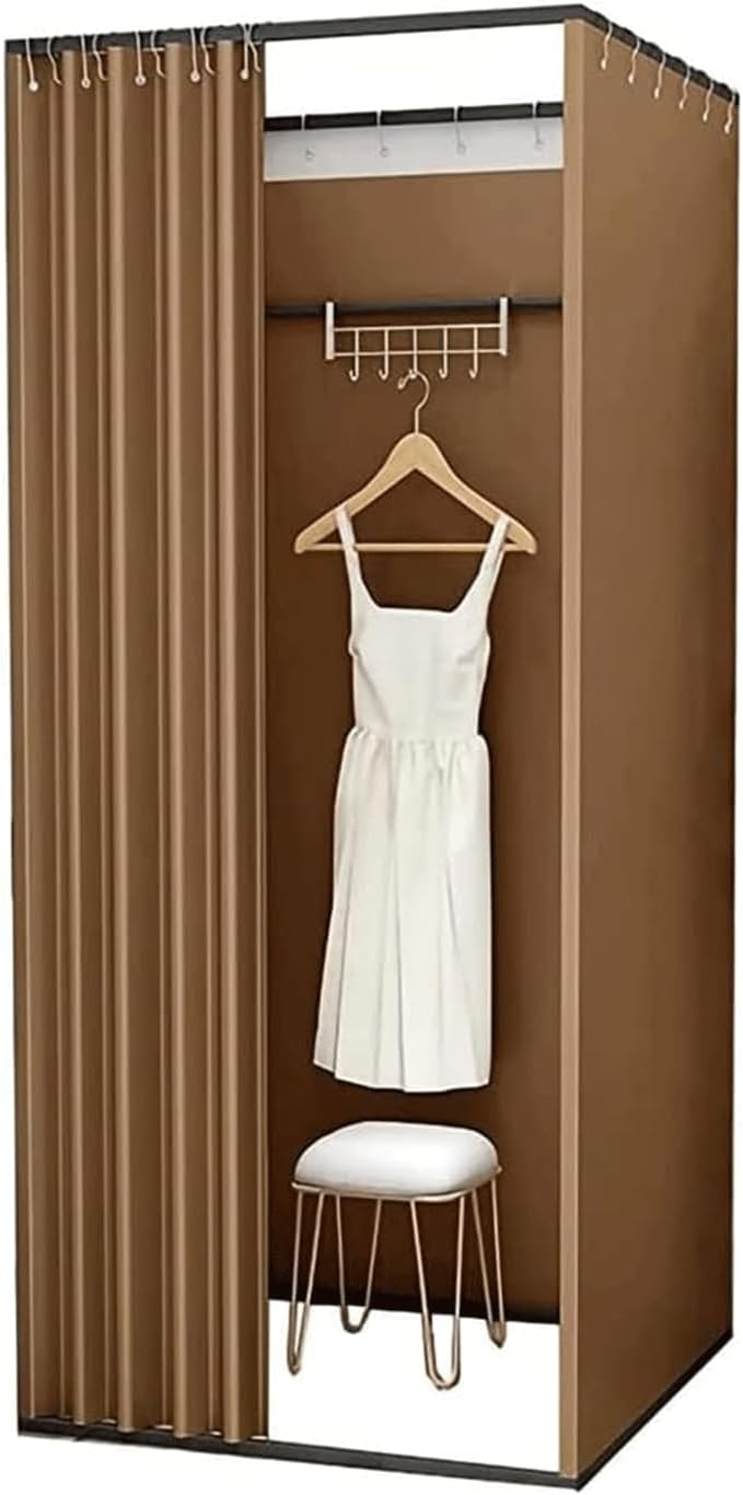 Dressing Room Square Changing Room Metal with Shading Curtain Movable Fitting Room Temporary Clothing Store Simple Detached Dressing Room Save Space