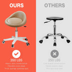 Swivel Rolling Stool with Wheels, Height Adjustable PU Leather Drafting Chair, Round Seat for Salon, Spa, Tattoo, Office, Home Use Khaki Set of 1