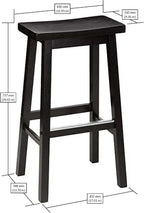 Amazon Basics Solid Wood Saddle-Seat Counter Height Bar Stools for Kitchen Island and Home Bar with Footrest, 29-Inch Height, Black, Set of 2