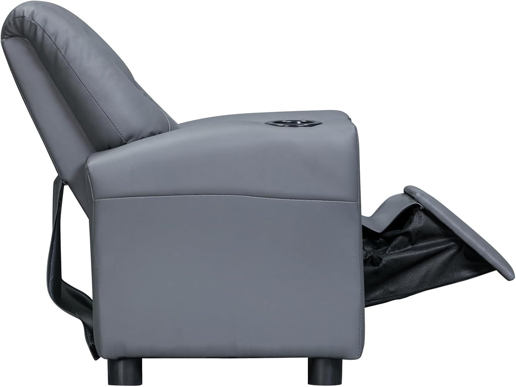 Olive & Opie Chase Kids/Toddler Push Back Recliner Chair, Lounge Sofa for Boys & Girls Ages 3 and Up, Soft Upholstery, Vegan Leather Mink
