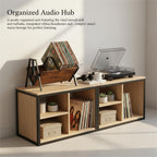Vinyl Record Storage Rack for 50 LPs, Vinyl Record Album Holder Heavy-Duty Record Storage Shelf with Handles, Record Holder, Multi-Purpose Organizer