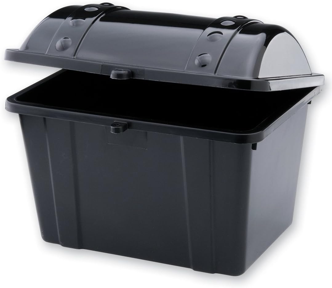 SmileMakers Small Black Plastic Treasure Chest Lightweight