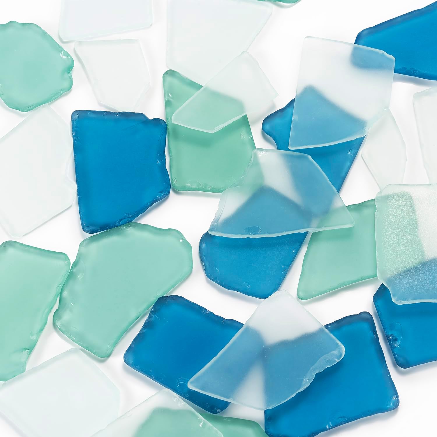 Large Coastal Mix Sea Glass Pieces for Crafts & Coastal Decor | 31 oz Frosted Glass, 1.2–2 in for Christmas Tree DIY & Wreaths, Vase Filler, Aquarium Decor, Beach Wedding