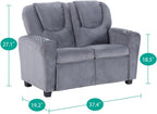 Naomi Home Suri Kids Recliner Loveseat – Comfortable 2-Seater Kids Recliner with Dual Cup Holders, Footrests, Soft Microfiber, Stable Frame, Assembly