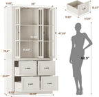80" Modular Kitchen Pantry Cabinet, 2-in-1 Freestanding Tall Pantry Cabinet with Glass Doors & Adjustable Shelves, Large Hutch Storage Cabinet for Kitchen & Living Room (2, White, AB)