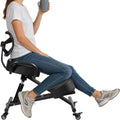 Ergonomic Kneeling Chair with Backrest & Lumbar Support, Adjustable Desk Chair with Wheels & Thick Cushion, Improve Sitting Postures & Relieve Lower Back Pressure, Perfect for Study & Work from Home