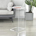 Acrylic Coffee Table, Side Table, Small Tea Table, Sofa Side Table, Small Bedside Table, Simple and Modern, Modern C-Shaped Acrylic Side Table(Brown,30 * 30 * 55cm)