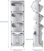 4-Tier Vertical Laundry Hamper Sorter with Wheels, Removable Vertical Rolling Laundry Basket, 4 Section Sorters Cart for Small Space, Dorm, Closet, Bathroom Grey-4Layer