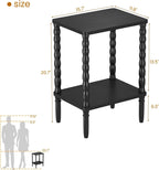 Small Narrow Side Table, Vintage End Table - Skinny Bedside Nightstand for Small Spaces, Couch/Recliner Accent Table for Bedroom Living Room Nursery, No-Tool Assembly (Black)