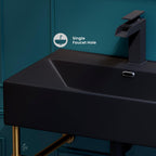 Claire 24" Ceramic Console Sink Matte Black Basin Brushed Gold Legs