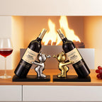 Decorative Wine Bottle Holder Stand, Gold and Silver Bear Figurines, 8.5 x 4 x 6.3 Inches, Set of 2,small wine rack,wine racks countertop,wine decor,gold wine rack,gift for wine lover,liquor display.