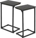 AMHANCIBLE C Shaped End Tables Set of 2, Couch Side Tables that Slide Under Sofa, Slim TV Trays for Living Room and Bedroom, Narrow Space Saving Laptop Workstation, Dark Grey HET02BDG