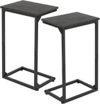 AMHANCIBLE C Shaped End Tables Set of 2, Couch Side Tables that Slide Under Sofa, Slim TV Trays for Living Room and Bedroom, Narrow Space Saving Laptop Workstation, Dark Grey HET02BDG