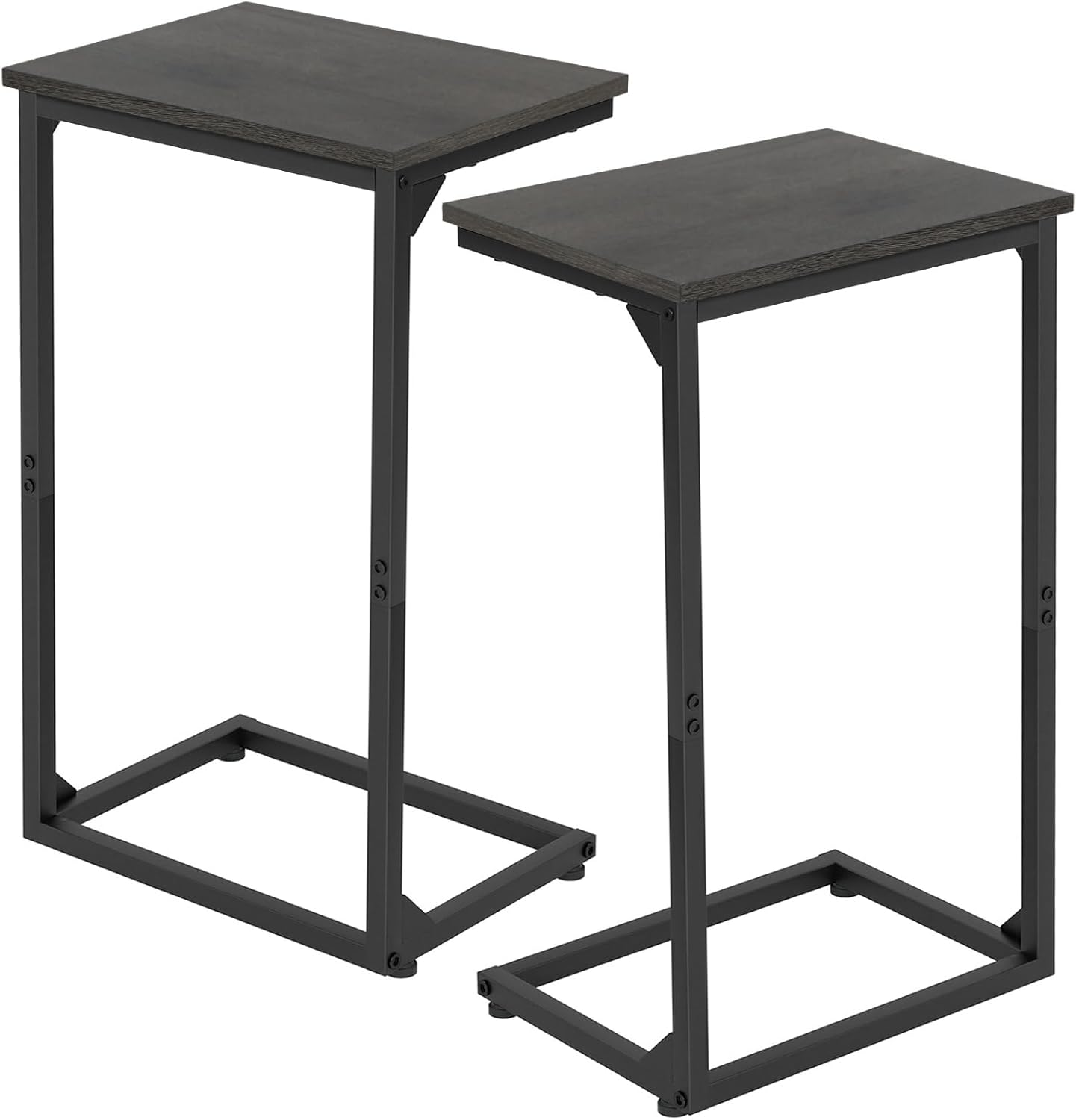 AMHANCIBLE C Shaped End Tables Set of 2, Couch Side Tables that Slide Under Sofa, Slim TV Trays for Living Room and Bedroom, Narrow Space Saving Laptop Workstation, Dark Grey HET02BDG