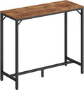 MAHANCRIS Bar Table, 35.4-Inch Counter Height Pub Table, Cocktail Table | Rectangular Bar Table with Metal Frame and Footrest, for Dining Room, Stairwell, Bar, Save Space, Rustic Brown and Black