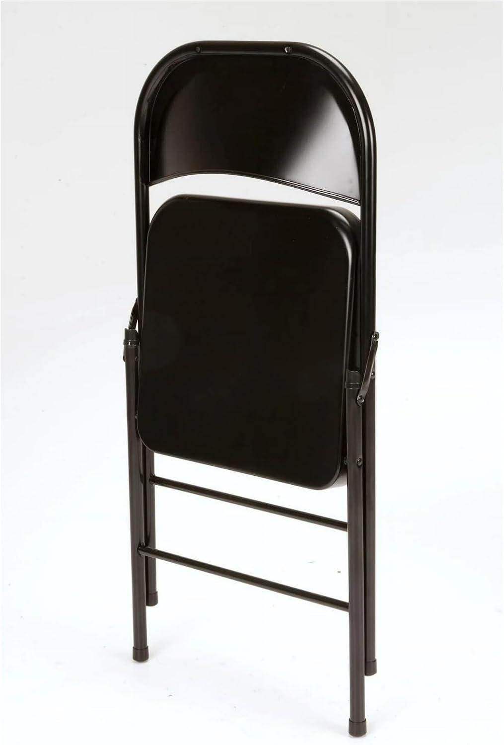 Black Steel Double-Braced Folding Chair, Heavy Duty Metal Chair