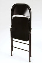 Black Steel Double-Braced Folding Chair, Heavy Duty Metal Chair