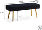Entryway Bench, 40'' Upholstered Bedroom Benches, End of Bed Bench with Metal Legs, for Decorative, Living Room, Dining Room, Black Bench