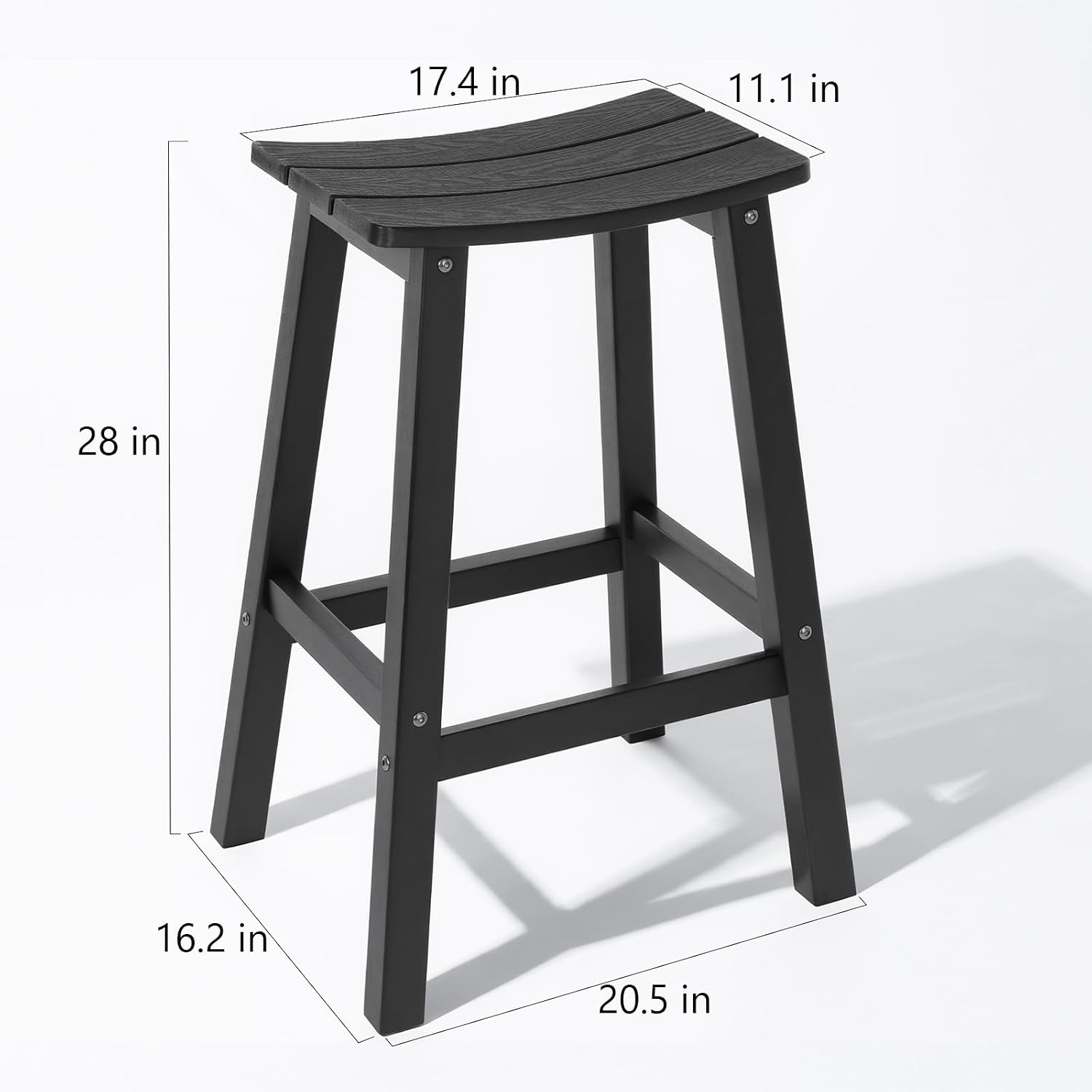 Stoog All-Weather Bar Stools Set of 2, 28" Outdoor Barstools with 400 lbs Capacity, Low Maintenance HIPS Patio Furniture for Kitchen Counter, Deck & Garden, Black