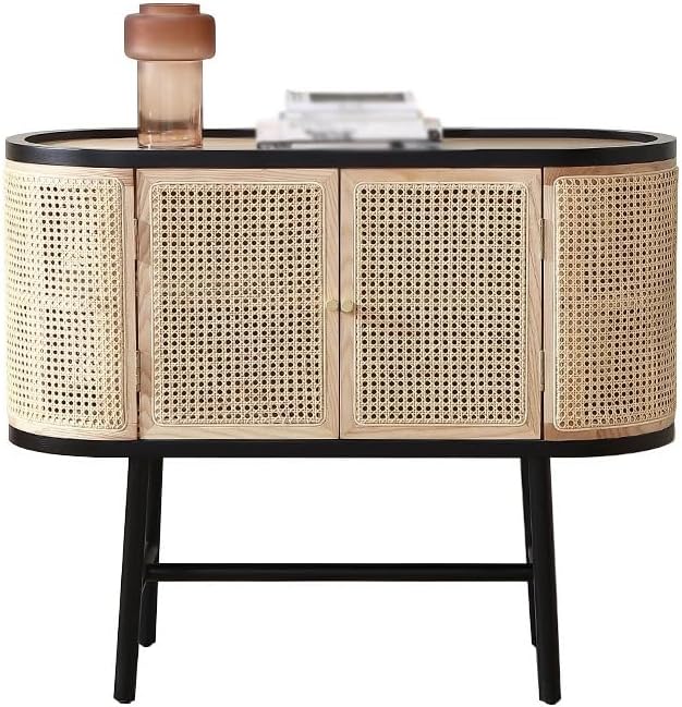 Entryway Cabinet Wooden Simple Dining Sideboard Home Kitchen Rattan Storage Cabinet Living Room Porch Tea Cabinet Sideboard Storage Cabinet